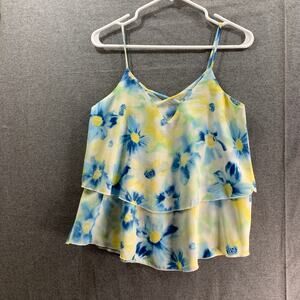 Flower Tank Top Women Small Yellow Color Summer Casual Shirt Ladies